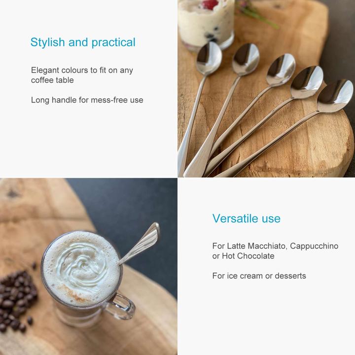 Immagine prodotto Intirilife Cucchiaio da gelato con manico lungo per dessert al caffè (6 Pezzo/i, Misurini)