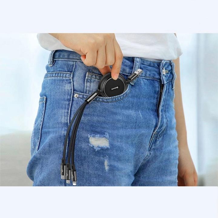 Actual product image Baseus 3in1 extendable cable (1.20 m, USB 3.2 Gen 1)