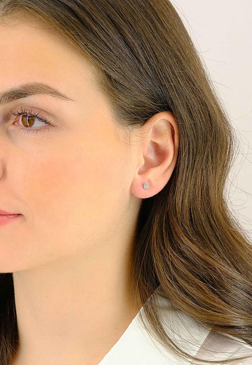 Actual product image Muau Stud earrings white gold 750 Zirconia 4.5mm (White gold, Yellow gold, Red gold or simply silver)