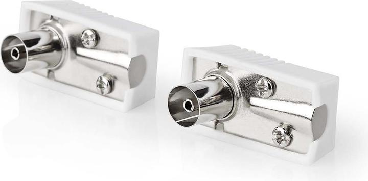 Image du produit Nedis IEC (Coax) mâle | Coudé | Femelle | Nickelé | 75 Ohms | Vis | Durc. d'entrée de câble (75 dB, Câble d'antenne)