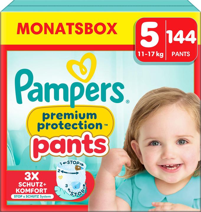 Pampers Premium Protection Pants (Gr. 5, Monatsbox, 144 Stück)