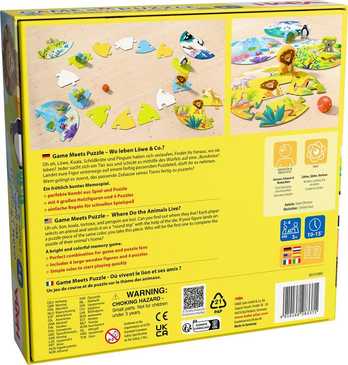 Immagine prodotto Haba Il gioco incontra il rompicapo: dove vivono leoni & co. (Tedesco)