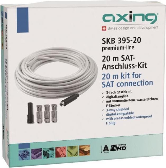 Immagine prodotto Axing Set di cavi di collegamento SAT (20m) (100 dB, Presa d'antenna)