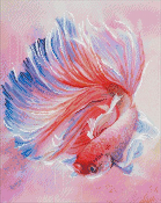 Actual product image Ideyka Diamond Painting - Hahnenfisch mit Rahmen