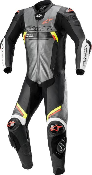 Fluo rot, metallgrau schwarz-grau