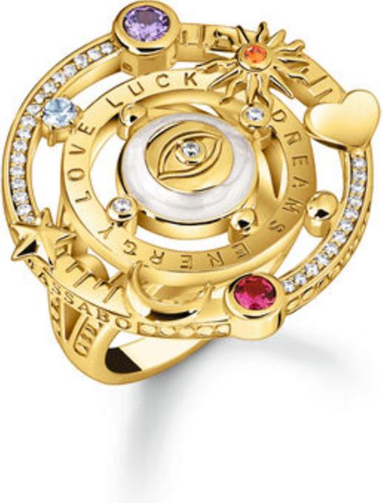 Actual product image Thomas Sabo Cosmic Design Cocktail Ring Gold Plated with Colourful Stones (54, 925 Silver)
