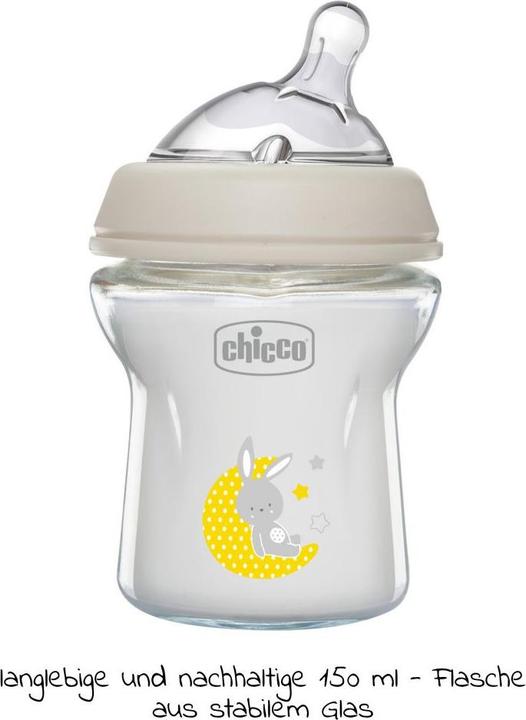 Image du produit Chicco biberon NATURAL FEELING verre tétine silicone débit lent UNI 0m+ (150 ml)