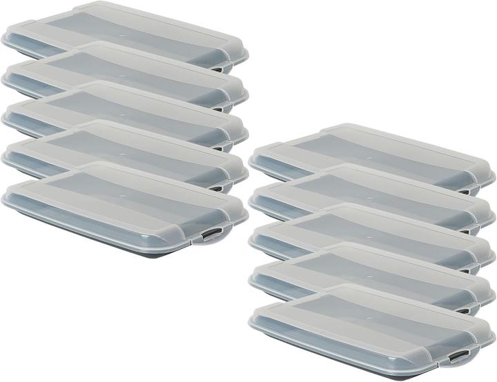 Actual product image Novaliv 10er-Set Anthrazit Premium Aufschnittbox mit Transparentem Deckel, Frischhaltedosen für Wurs (25 x 17 x 3 cm)
