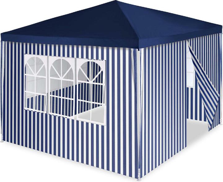 Produktbild VCM Pavillon Partyzelt 3x3m blau weiss wasserdicht 4 Seitenteile Gartenzelt Eventzelt (300 cm, 300 cm)