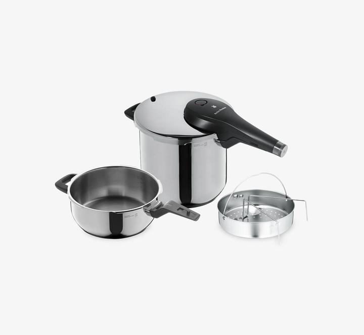 Produktbild WMF Schnellkochtopf- Set PERFECT PREMIUM silberfarben (22 cm, Dampfkochtopf, Edelstahl)