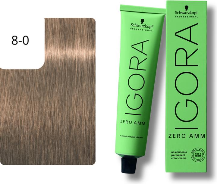 Actual product image Schwarzkopf Igora Zero AMM - 8-0 Light Blonde (8-0 Light blonde)