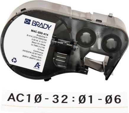 Produktbild Brady M4C-500-414, BradyGrip-Klettband zum Bedrucken, Polyester, Schwarz auf weiss, 12.70 mm x 3.66