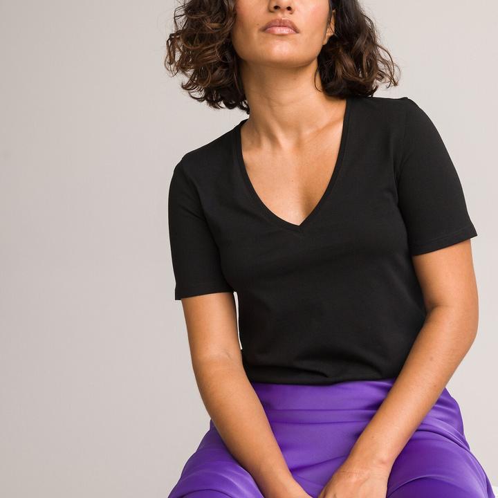 Produktbild La Redoute Collections T-Shirt mit V-Ausschnitt (XS)