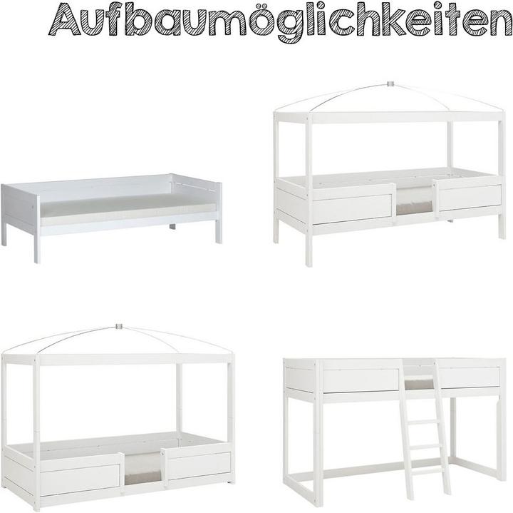 Actual product image Lifetime Kidsrooms 4 in 1 bed combination with fabric roof Dino and back wall with deluxe slatted frame