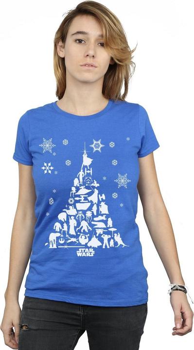 Actual product image Star Wars Womens/Ladies Christmas Tree Cotton T-Shirt (L)