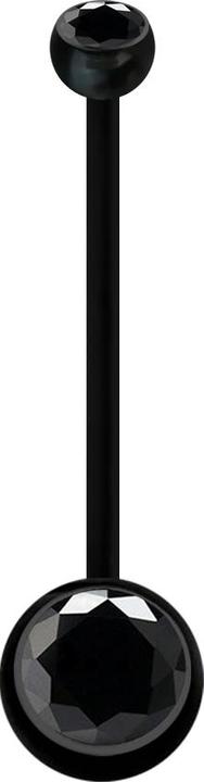 Star Piercing Banane Schwangerschaft schwarz mit zwei Kugeln Kristall schwarz (Bioflex, ohne Messing)
