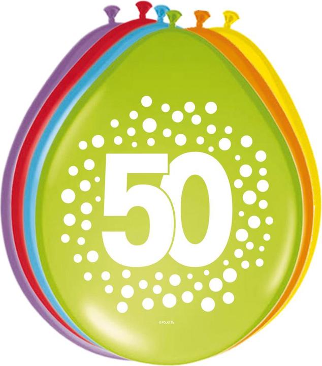 Image du produit Folat Ballons 50ème Anniversaire : Décoration Anniversaire Rond (8 x)