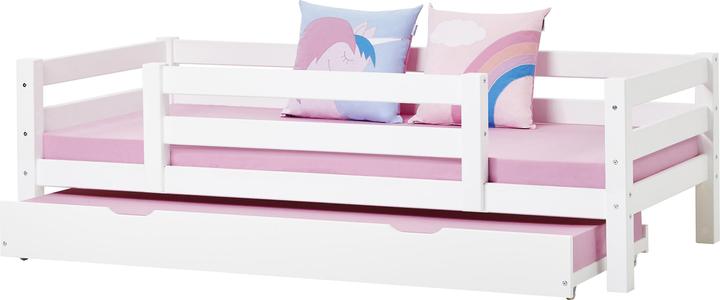Produktbild Hoppekids ECO Luxury Junior Bett 90x200cm mit 1/2 Rausfallschutz, Flexibler Lattenrost, Weiss (90 x 200 cm)