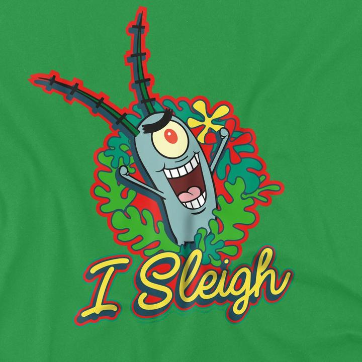 Actual product image Spongebob Squarepants Mens I Sleigh Plankton Wreath Christmas T-Shirt (4XL)