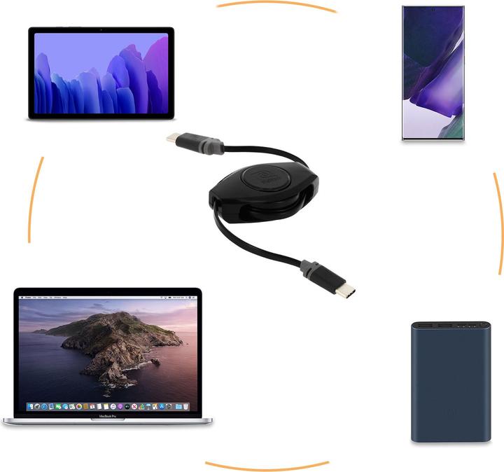 Image du produit ReTrak Câble rétractable USB-C / USB-C (1 m, USB 2.0)