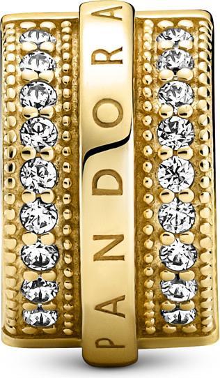 Image du produit Pandora Shine Logo Pavé Lines Clip Charm (Plaqué or, Argent massif, Métal)