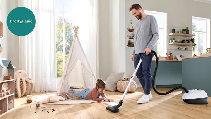 Produktbild Bosch Hausgeräte Serie 4, Staubsauger mit Beutel, ProHygienic, Weiss, BGD41HYG