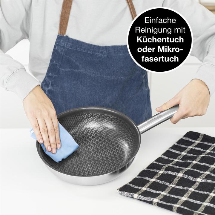 Immagine prodotto Moritz & Moritz Padella a nido d'ape in acciaio inox da 24 cm con rivestimento ceramico di ultima generazione (Set di pentole e padelle da cucina, Acciaio inossidabile)