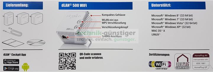 Image du produit Devolo dLAN 500 WiFi Powerline Starter Kit 3 adaptateurs (500 Mbit/s)