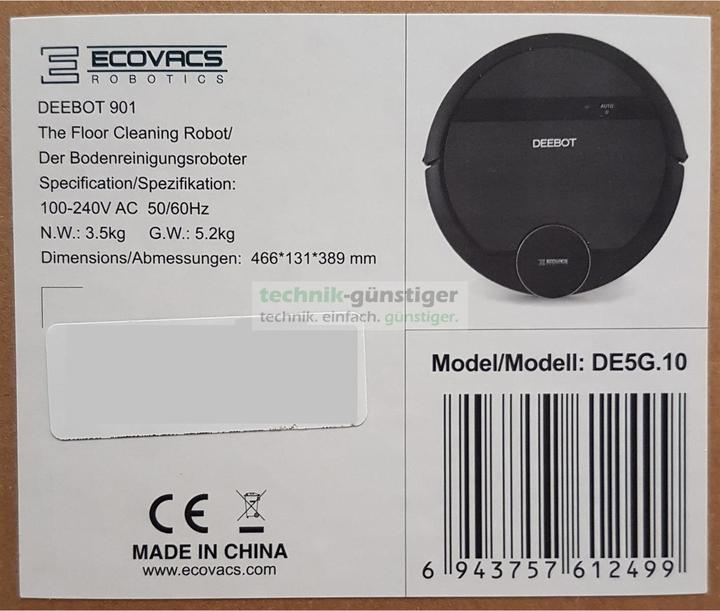 Produktbild Ecovacs Robotics Deebot 901 Staubsaugerroboter, App, Schwarz (Saugroboter)