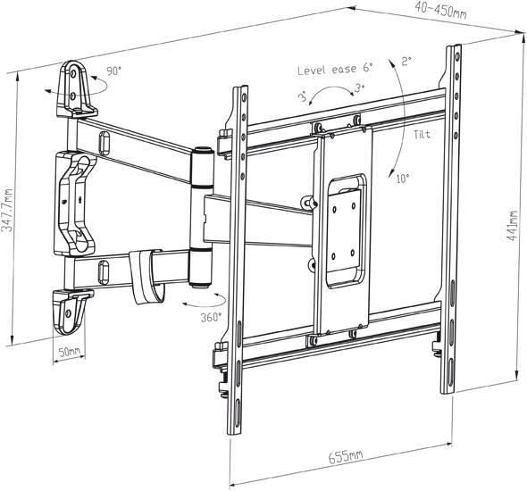 Produktbild Titan WTL 4 (Schwarz, 40 - 85", max. 50 kg, schwenkbar und neigbar) (Wand, 85", 50 kg)