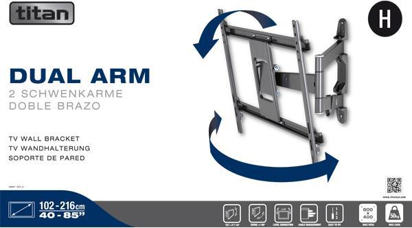Produktbild Titan WTL 4 (Schwarz, 40 - 85", max. 50 kg, schwenkbar und neigbar) (Wand, 85", 50 kg)