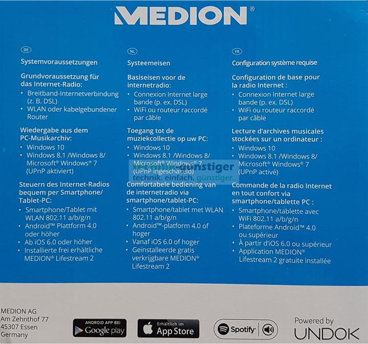 Immagine prodotto Medion P85035 (MD87090) Internet radio con DAB+, FM, nero (FM, DAB, WiFi)