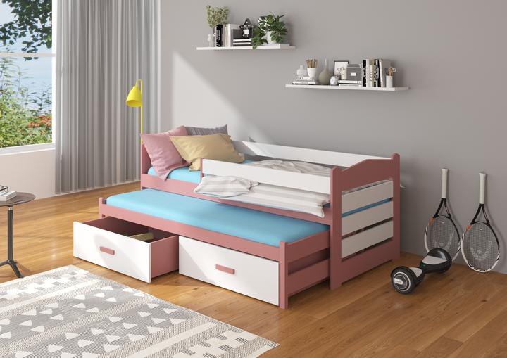 Produktbild ADRK Furniture Doppelbett mit Geländer und Matratzen TIARRO 180x80 (180 x 80 cm)