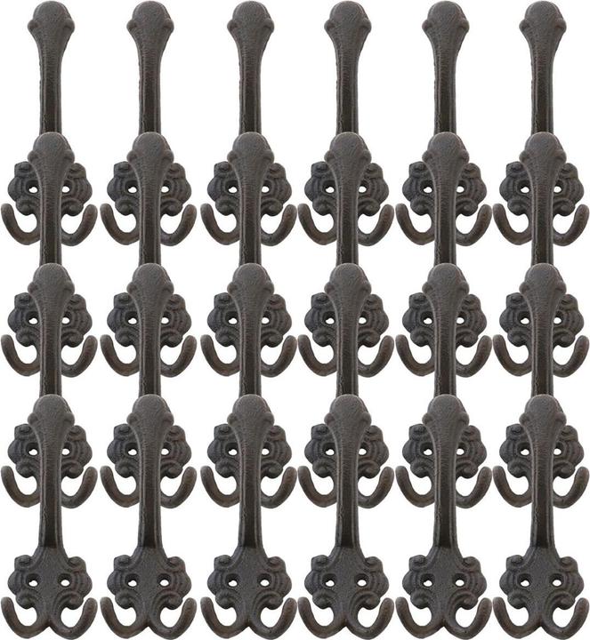 Novaliv 24x Gusseiserne Wandhaken Garderobenhaken 14x6x7 cm einfache Montage stabil sicher ideal für