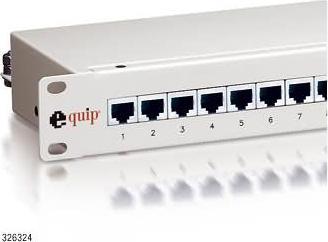 Actual product image equip 19" patch panel: 16 port, 1U, grey