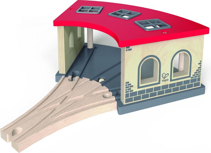 Actual product image Hape Large locomotive shed