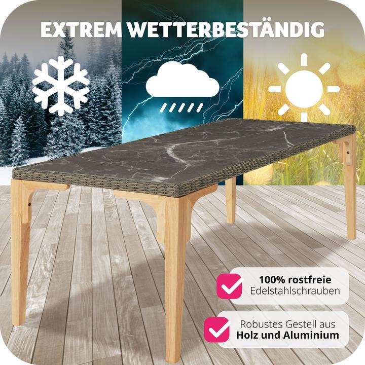 Image du produit tectake Table en rotin Foggia 196x87x76cm (196 cm)