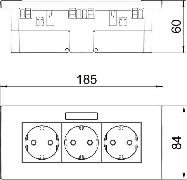 Image du produit OBO Bettermann Vertr Unité de prise triple 84x185x59mm gn SDE