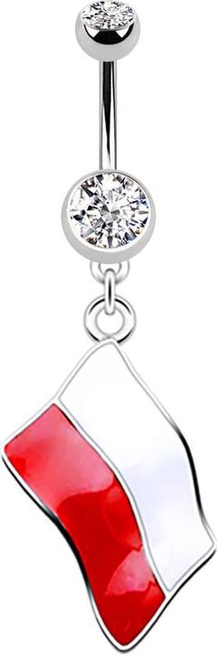 Produktbild Star Piercing Banane silber mit Anhänger Flagge Polen (Chirurgenstahl 316L)