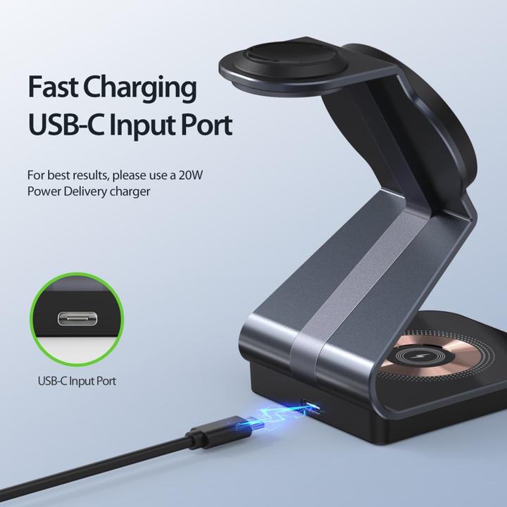 Image du produit Duzzona Station de charge multiple sans fil 3 en 1 MagSafe QI 15W (15 W)