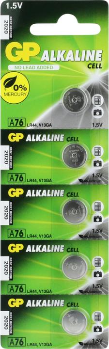 GP Batteries Batterie A76 (LR44) - 5 Stück (5 Stk., LR44, 105 mAh)