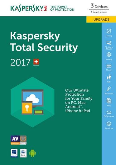 Produktbild Kaspersky Total Security Multi-Device 2017 Upgrade (3 User, 12 Monate)