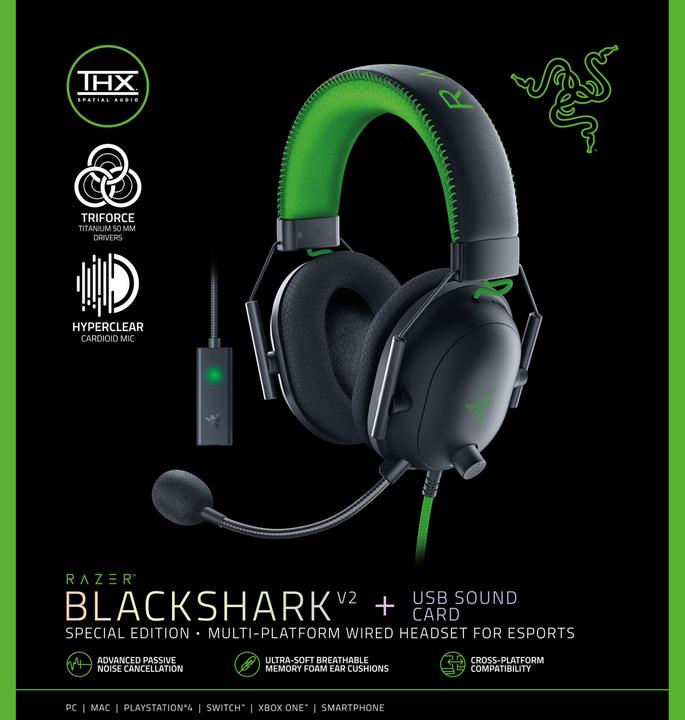Image du produit Razer Multiplateforme BlackShark V2 Special Edition, supra-auriculaire, microphone, noir (Filaire)