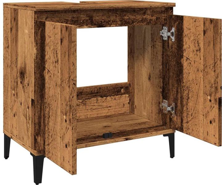 Produktbild VidaXL Waschbeckenunterschrank Unterschrank Badschrank Badmöbel Altholz-Optik (58 x 33 x 60 cm)