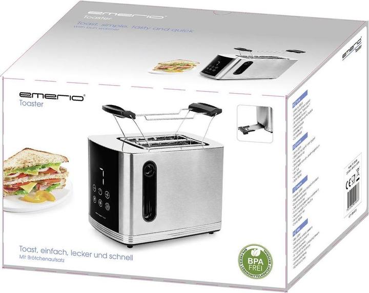 Produktbild Emerio TO-128308 Toaster BPA-frei, mit Brötchenaufsatz Edelstahl, Schwarz