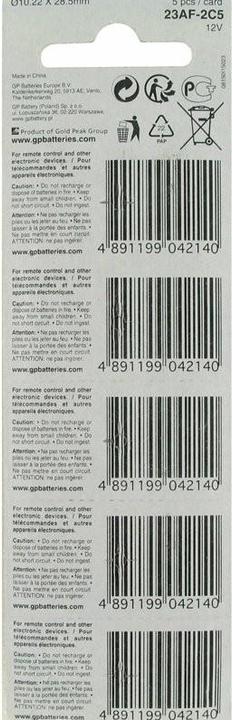 Image du produit GP Batteries 23A, 23Ae, A23, VA23GA, MS21, MN21, 8LR932 (5 pcs, LR9, 38 mAh)