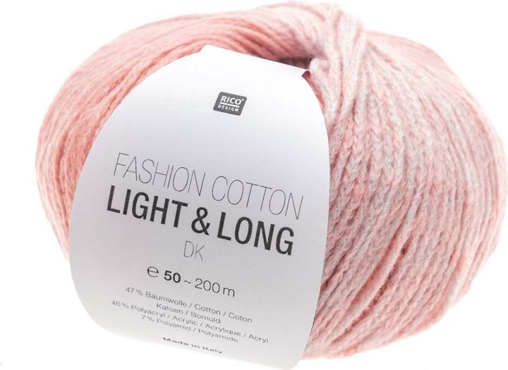 Actual product image Rico Fashion Cotton Light & Long, rosa, 50 g, 185 m, 47 % CO, 46 % Acryl, 7 % PA (185 m)