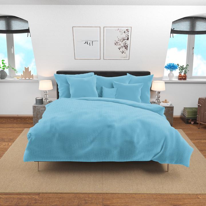 Immagine prodotto Lotus Bettwaren Biancheria da letto in raso Seersucker uni (Copripiumino, 160 x 240 cm)