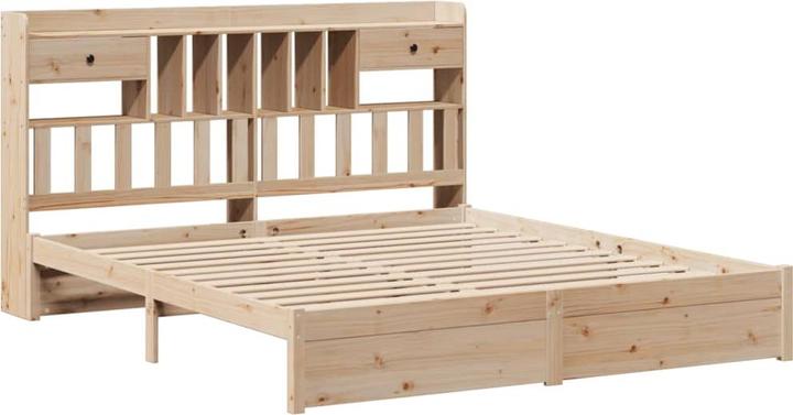 Produktbild VidaXL Massivholzbett Holzbett Bett Doppelbett mit Regal ohne Matratze 200x200cm (200 x 200 cm)