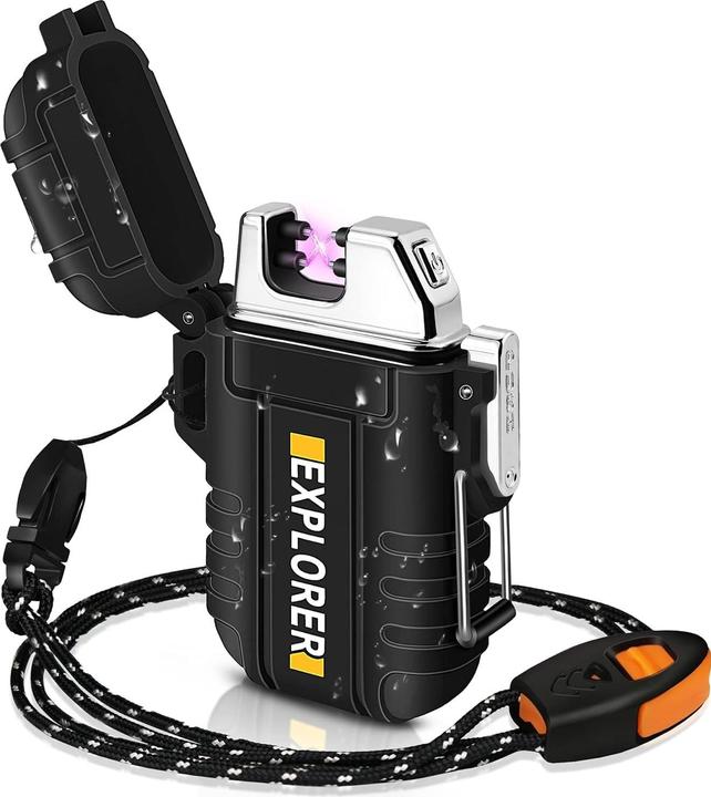 Actual product image Swissdetector Electric double-arc lighter - USB rechargeable - waterproof - Black
